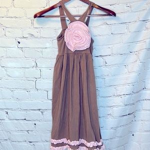 Southern Tots Brown & Pink Sundress Size 8 Excellent Condition